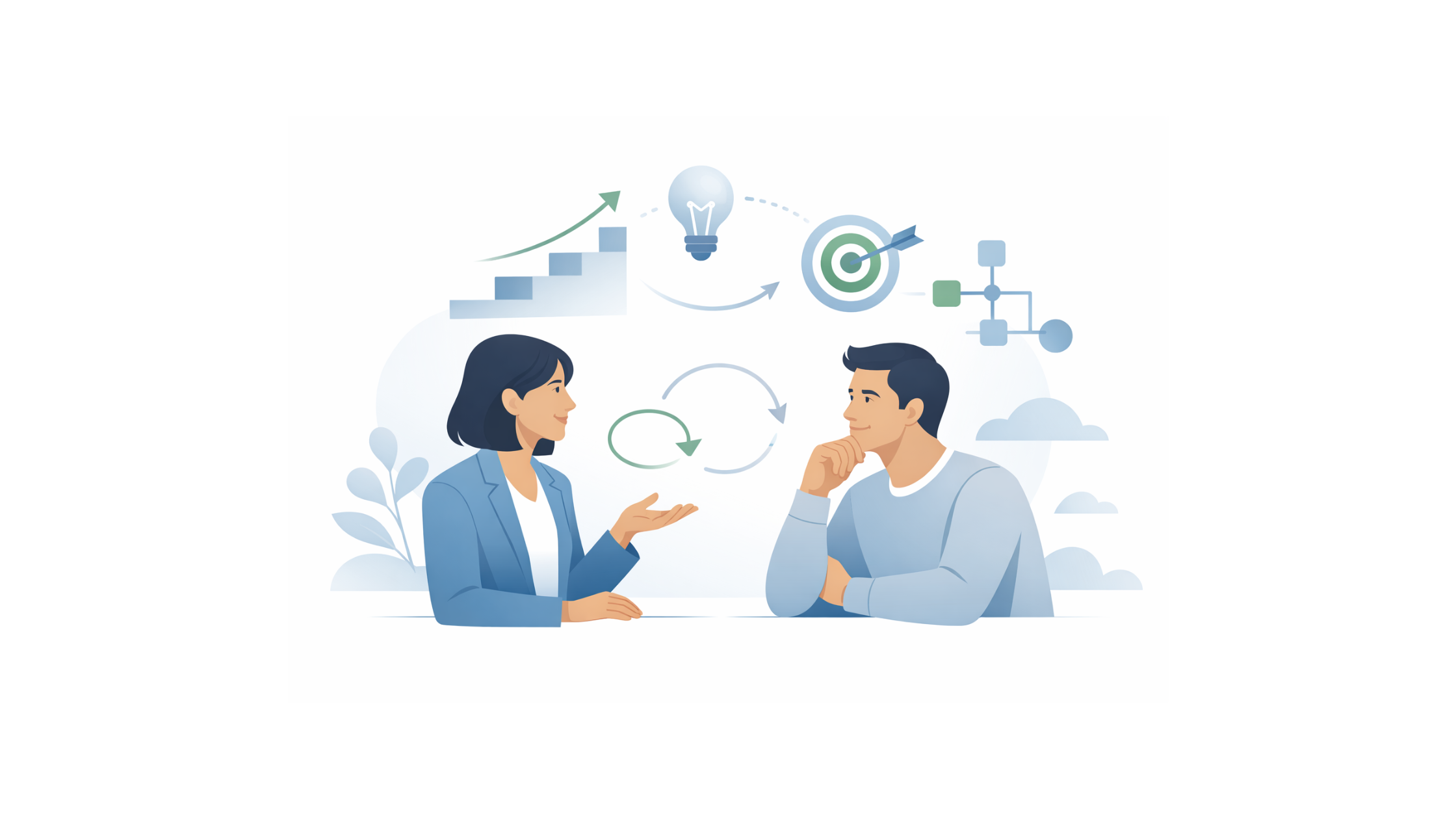 Abstracte illustratie van het analyseren en prioriteren van klantbehoeften.